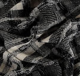 Kostýmová látka imitace ručně tkaná černobílá 