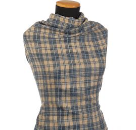 Vlna směs košilová látka vzor kostky modrá/smetanová