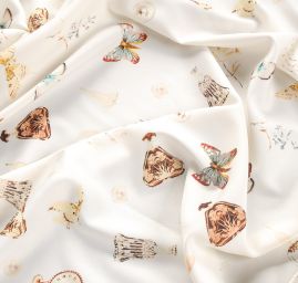 Žoržetová pletenina design MarLen tisk jednorožec smetanová