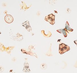 Žoržetová pletenina design MarLen tisk jednorožec smetanová