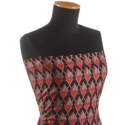 Žoržet šatový pružný tisk art deco vzor červený