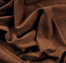 Vlněná látka tvíd kostýmovka hnědá barevné nopky 