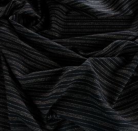 Vlněná kostýmová látka proužek tmavě modrá