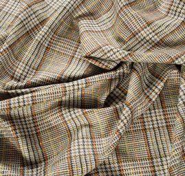 Střižní vlna vzor pepito/kostka olivověhnědá