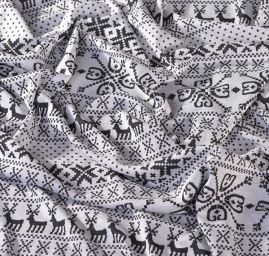 Úplet vzor jelen/hvězdy černobílý