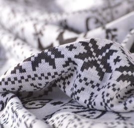 Úplet vzor jelen/hvězdy černobílý