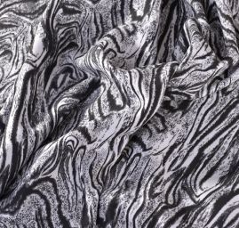Kabátová látka vzor stromová kůra černá/bílá
