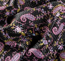 Prošev saténový vzor paisley černý