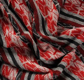 Vařená vlna etno vzor vínová/černá