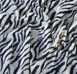 Metráž - imitace zvířecí srsti, bílý tygr smetanová/černá