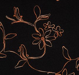 Vlněný úplet s květinovou výšivkou černá/oranžová