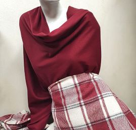 Flanel vzor káro kostka vínová