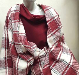 Flanel vzor káro kostka vínová