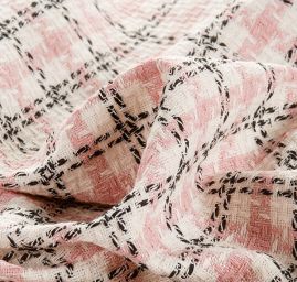 Kostýmová látka imitace ručně tkaná růžová