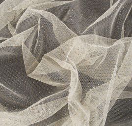 Tyl béžový se zlatými puntíky třpytivý