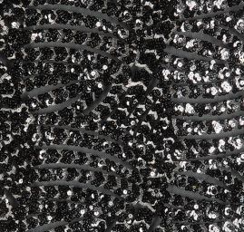 Krajka výšivka na tylu doplněna flitry černostříbrná