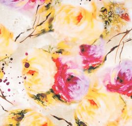 Úplet středně silný Punto tisk růže vínová