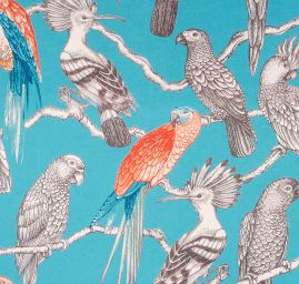 Úplet středně silný Punto tisk ptáci tyrkysová