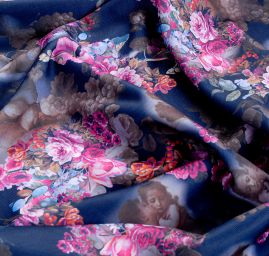 Úplet středně silný Punto tisk andílci tm.modrá