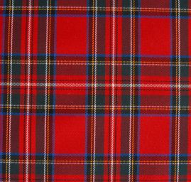 Kostýmová látka vzor kostky tartan červená/černá