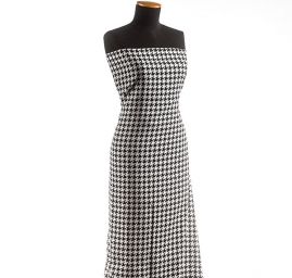 Viskozová šatová látka tisk vzor pepito černobílá