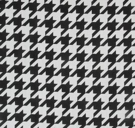 Viskozová šatová látka tisk vzor pepito černobílá