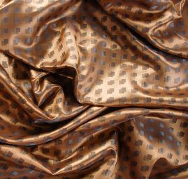 Podšívka taftová žakár kostky zlatohnědá