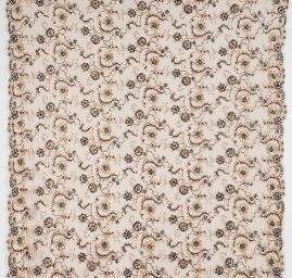 Krajka výšivka na tylu korálky/rokajl/flitry hnědá