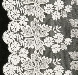 Krajka výšivka na tylu lístky/květy smetanová