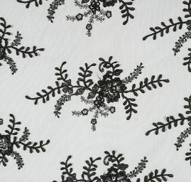 Krajka výšivka na tylu květinová černá