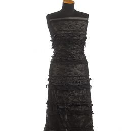 Krajka pružná volánky/flitry černá