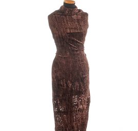 Samet vypalovaný vzor hnědý