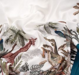 Žoržetová pletenina design MarLen tisk exotic růžová