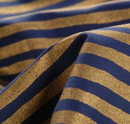 Bavlněná látka vánoční vzor proužků modré/zlaté