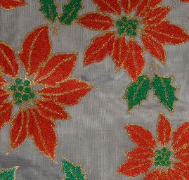 Organza vánoční vzor květu vánoční hvězdy bílá