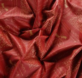 Bavlněná látka vánoční vzor patchwork zlatá vínová