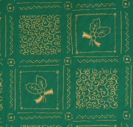 Bavlněná látka vánoční vzor patchwork zlatá zelená