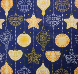 DÁREK - Látka vánoční vzor modrá 50x160 cm