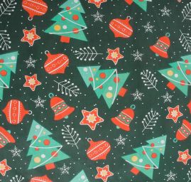 DÁREK - Látka vánoční vzor stromečky 50x160 cm