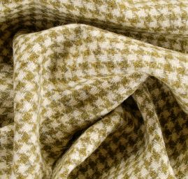 Vlněná kostýmová látka vzor pepito, zelená/smetanová