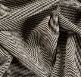 Kostýmová látka, vlna směs, vzor pepito, černá/béžová