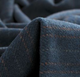 Flauš směs vlna s proužky petrol hnědá