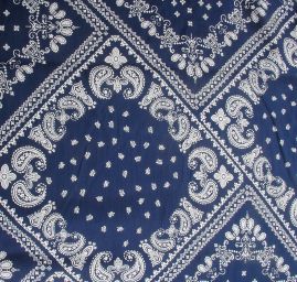 Viskozová šatová látka paisley vzor bílomodrá