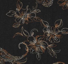 Vlněná látka s výšivkou paisley motiv/květy tm.hnědá