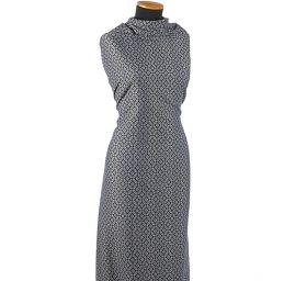 Žakárová látka geometrický motiv modrá/slon. kost