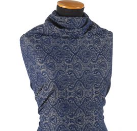 Riflovina žakárový romantický vzor modrá