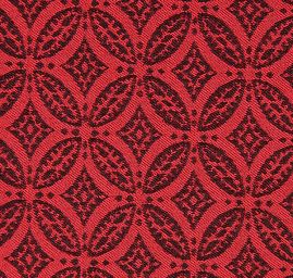 Žakárová látka geometrický motiv červená