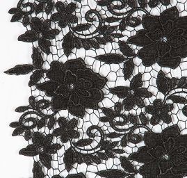 Efektní hrubá krajka květinový motiv černá