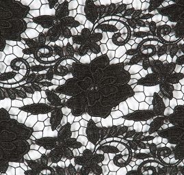 Efektní hrubá krajka květinový motiv černá