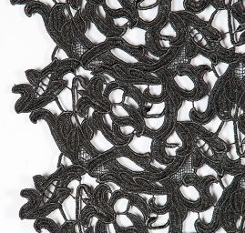 Efektní hrubá krajka květ/ornament černá